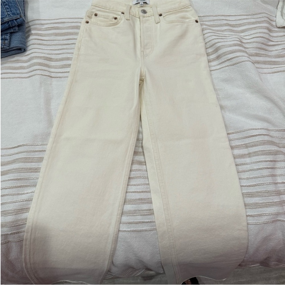 Re/Done Cream Straight Leg Denim